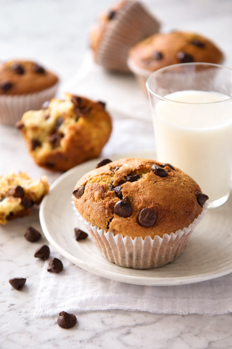 Moist Chocolate Chip Muffins (Soft, Tall, and Better Than the Bakery)
