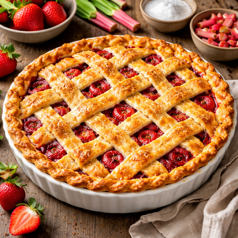 Classic Strawberry Rhubarb Pie – From Scratch with Lattice Crust
