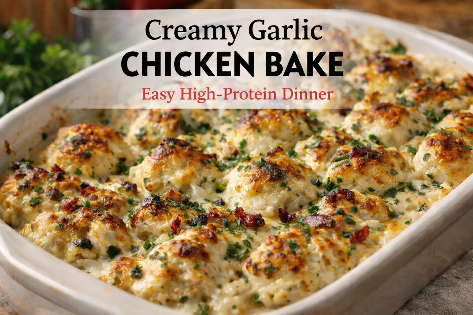 high protein chicken alfredo bake