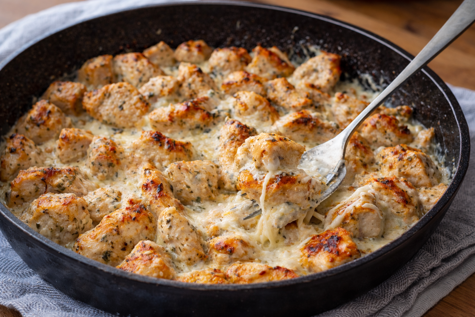 Creamy Cottage Cheese Garlic Pepper Chicken Skillet