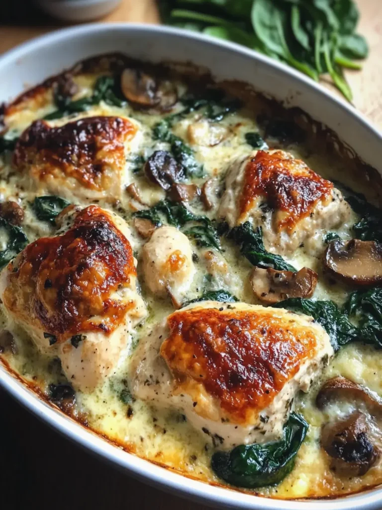 Chicken Spinach Mushroom Bake