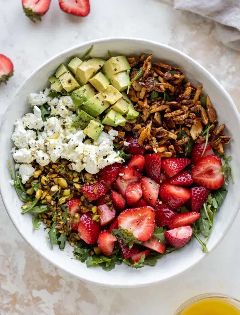 strawberry crunch salad with champagne vinaigrette