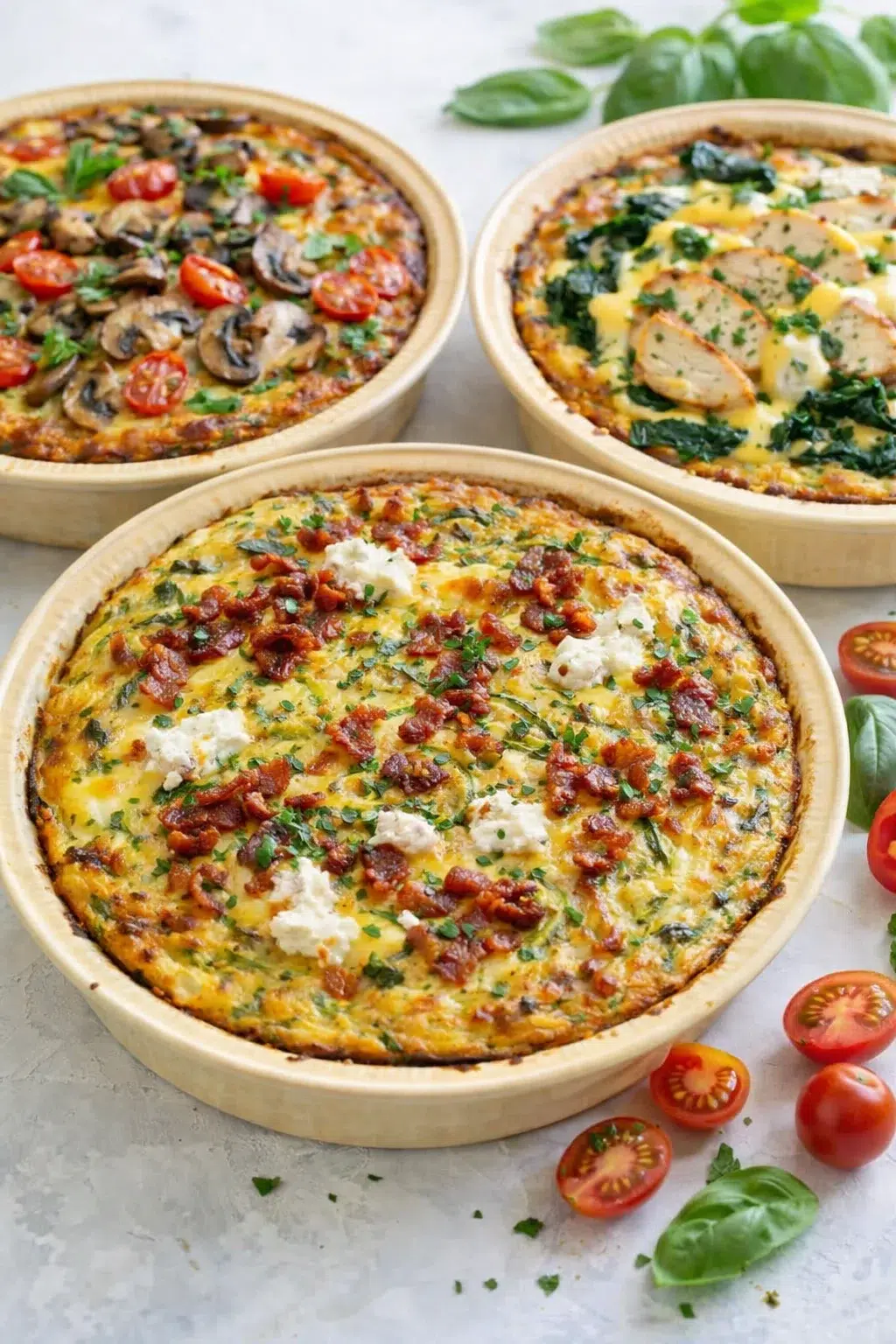 variations-placeholder.png Variation ideas for Crustless Cottage Cheese Zucchini Quiche shown in a styled layout