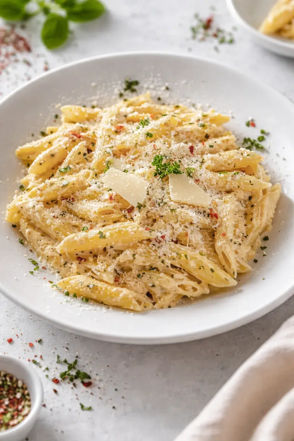 Final plated One Pot Creamy Garlic Pasta (Just 20 Minutes!) served as a hero shot