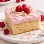 Final plated Almond Raspberry Cake - Julie Marie Eats served as a hero shot