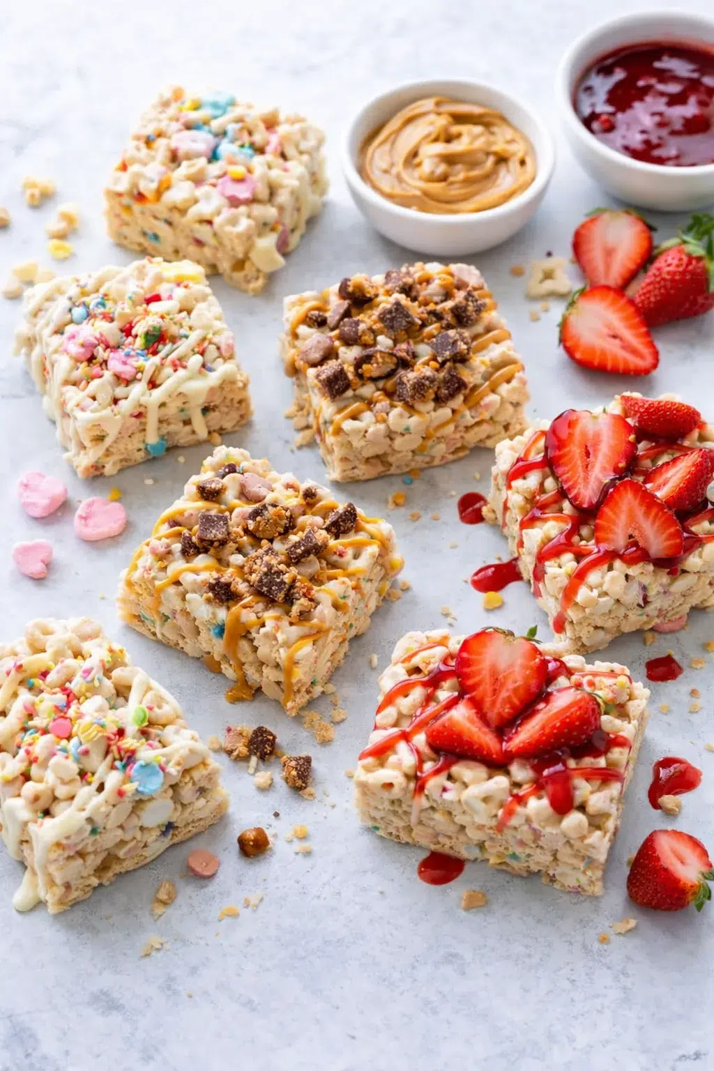 variations-placeholder.png Variation ideas for White Chocolate Lucky Charms Treats - Sally's Baking shown in a styled layout