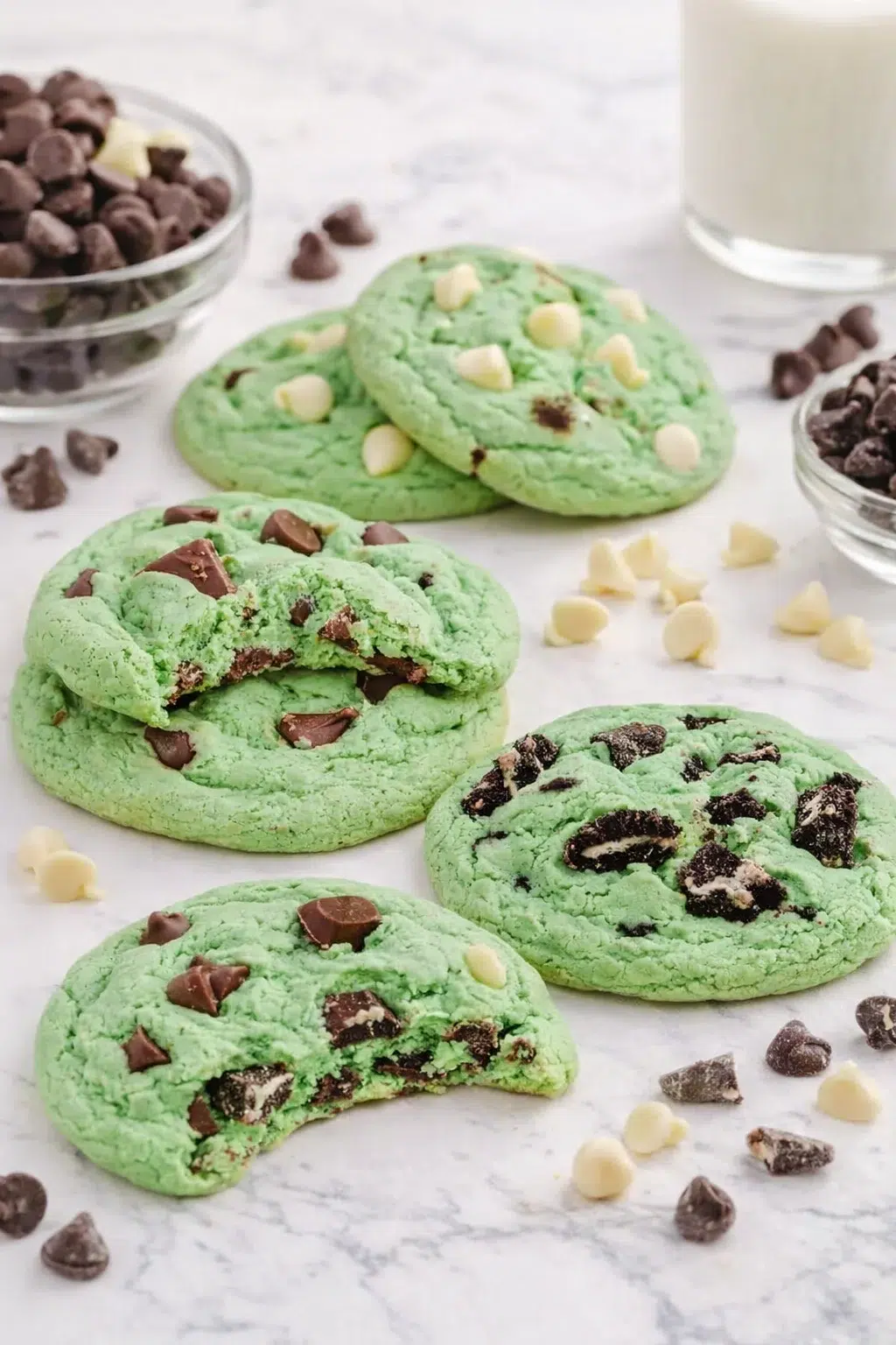 variations-placeholder.png Variation ideas for MINT CHOCOLATE CHIP COOKIES shown in a styled layout