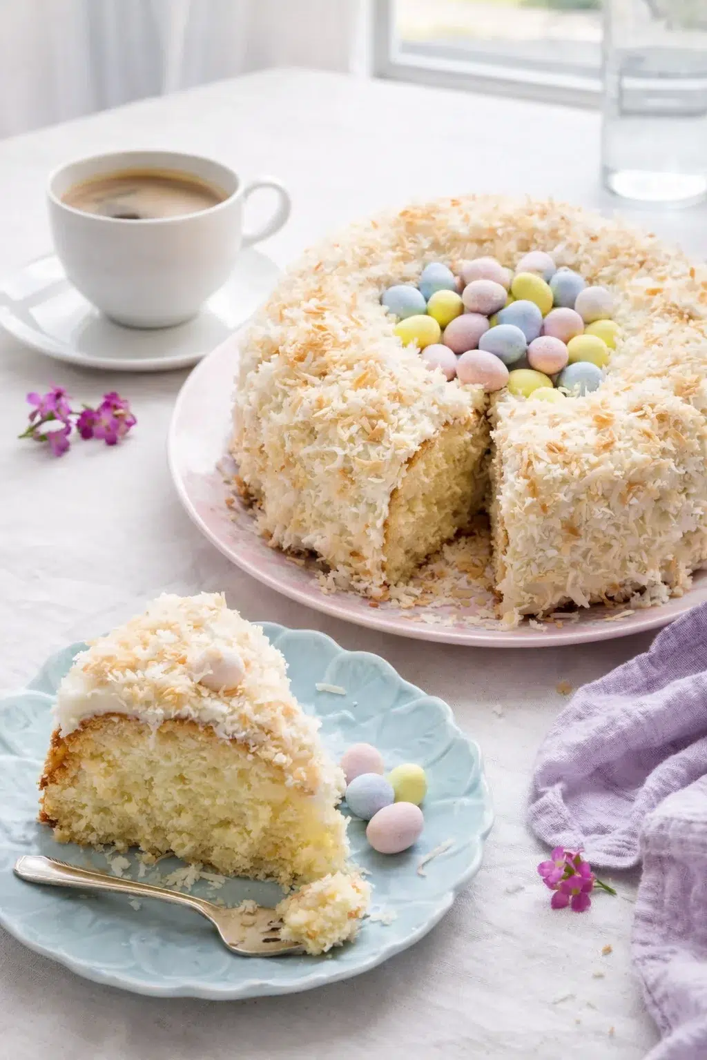 closing_final_dish-placeholder.png Alternative angle of Easter Cake (Looks Like a Nest!) - Sally's Baking served with a pairing