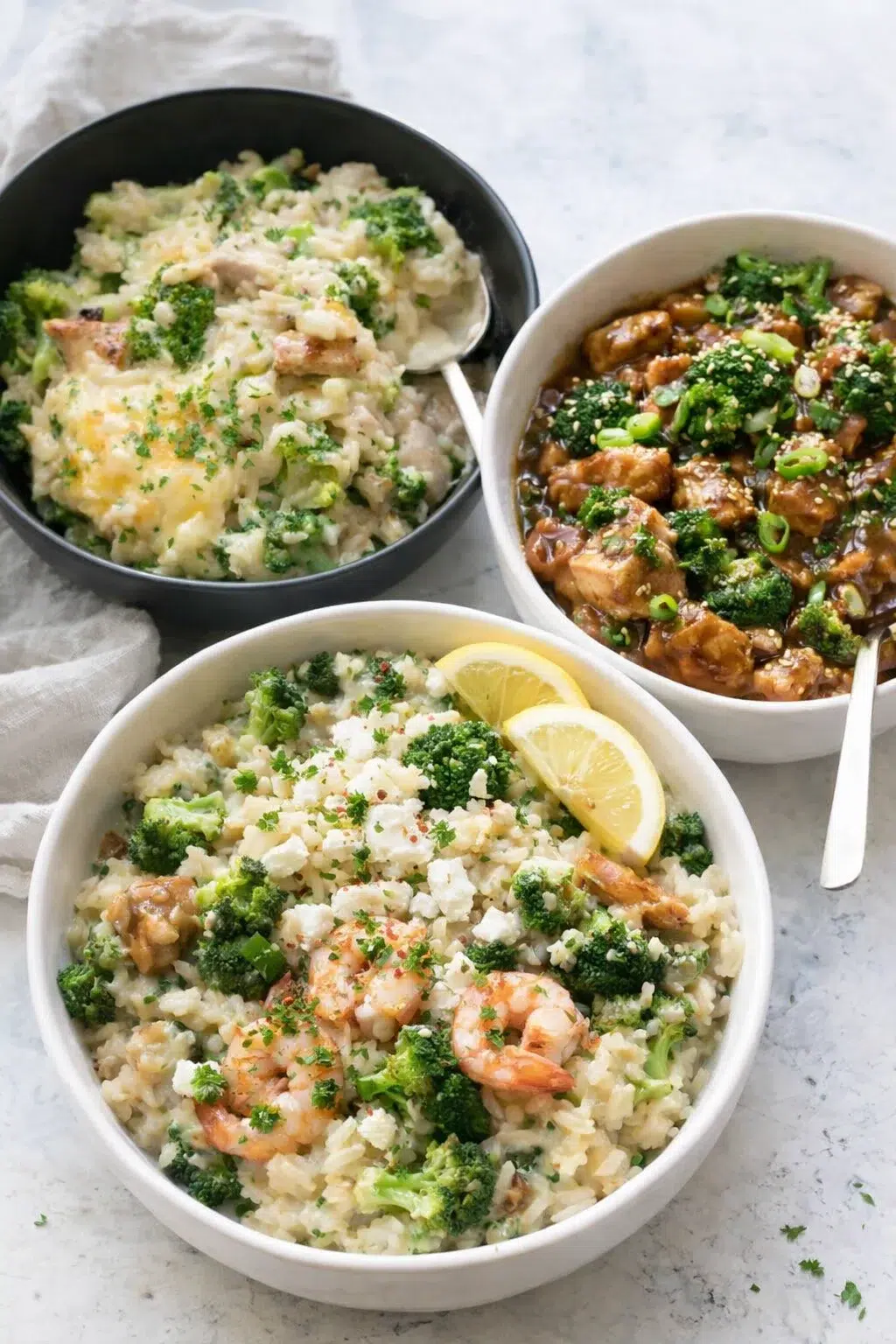 variations-placeholder.png Variation ideas for One Pot Chicken Broccoli Rice Casserole shown in a styled layout