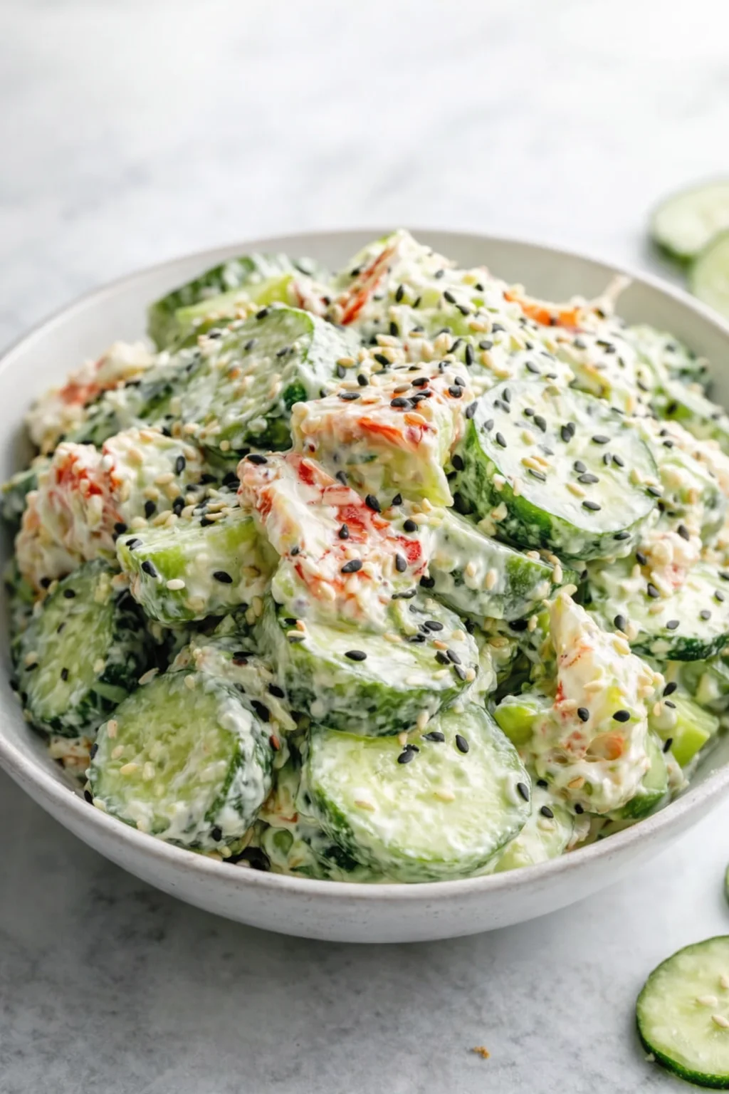 intro_final_dish-placeholder.png Final plated Easy California Roll Cucumber Salad served as a hero shot