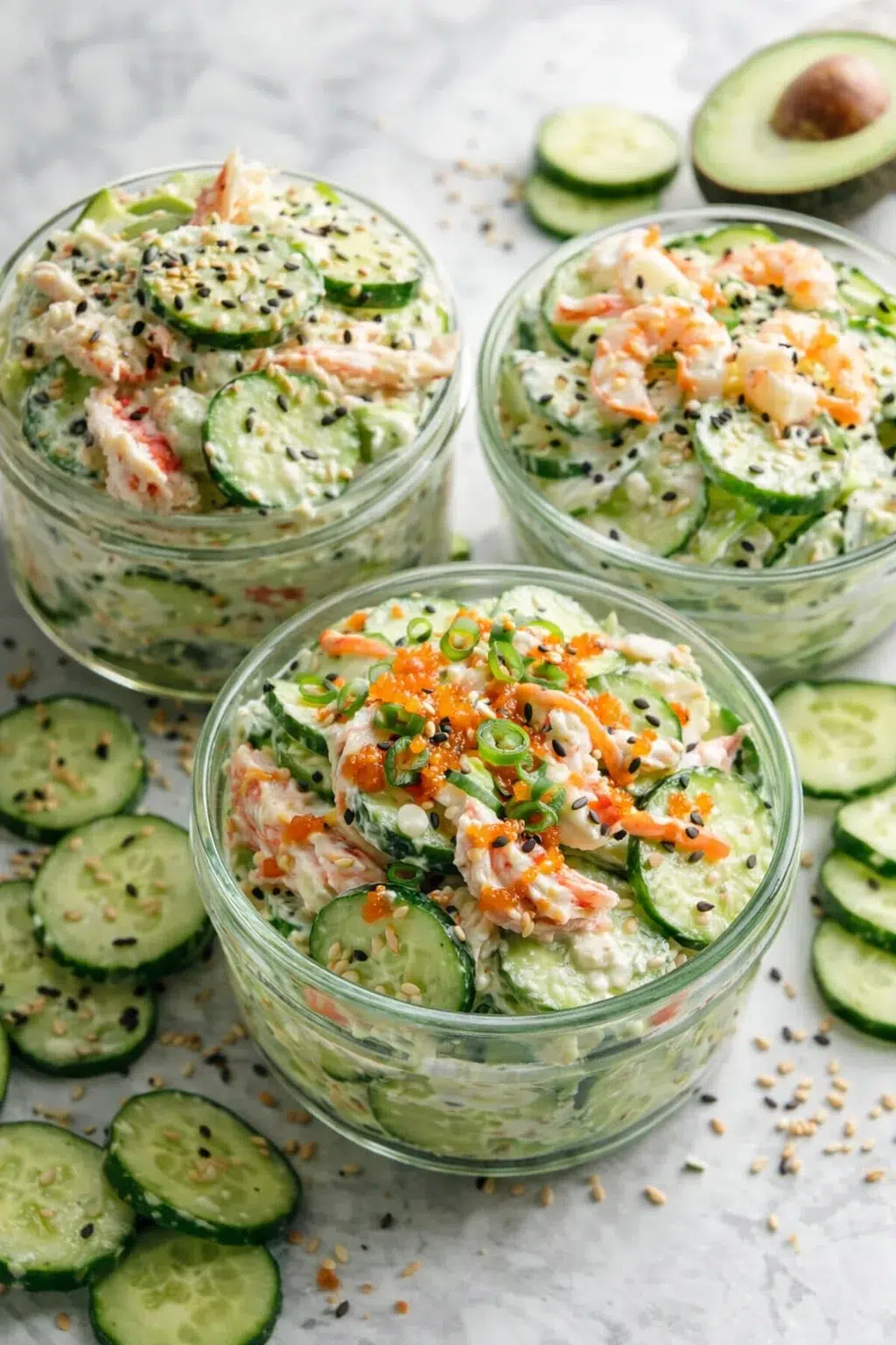variations-placeholder.png Variation ideas for Easy California Roll Cucumber Salad shown in a styled layout