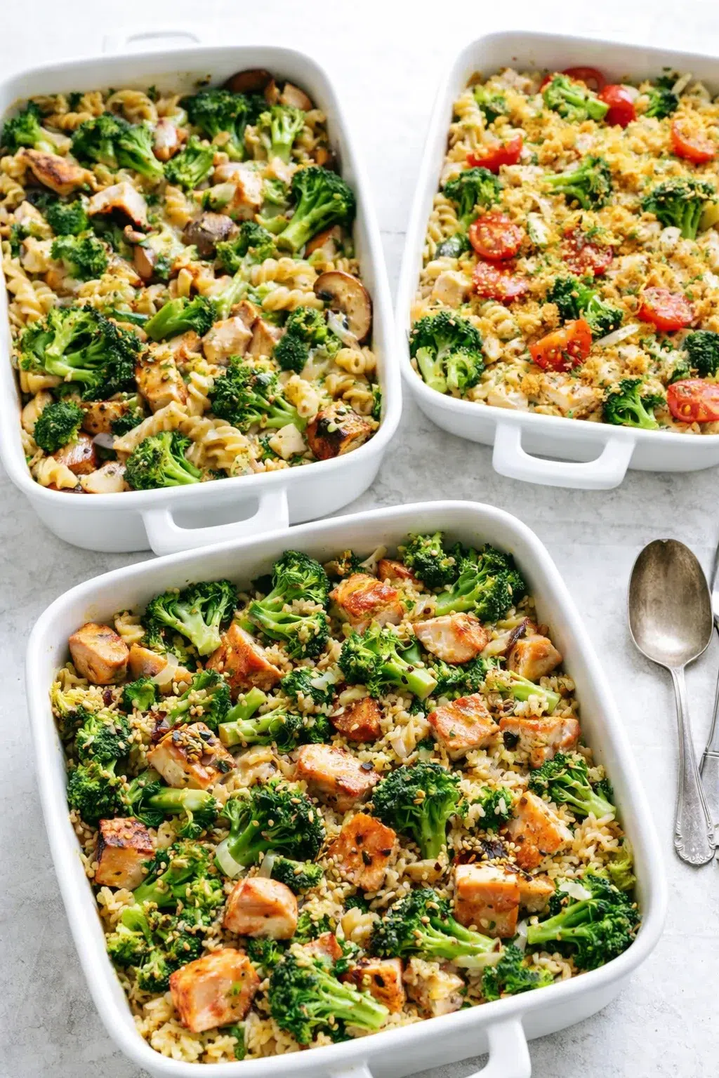 variations-placeholder.png Variation ideas for Healthier Broccoli Chicken Casserole shown in a styled layout