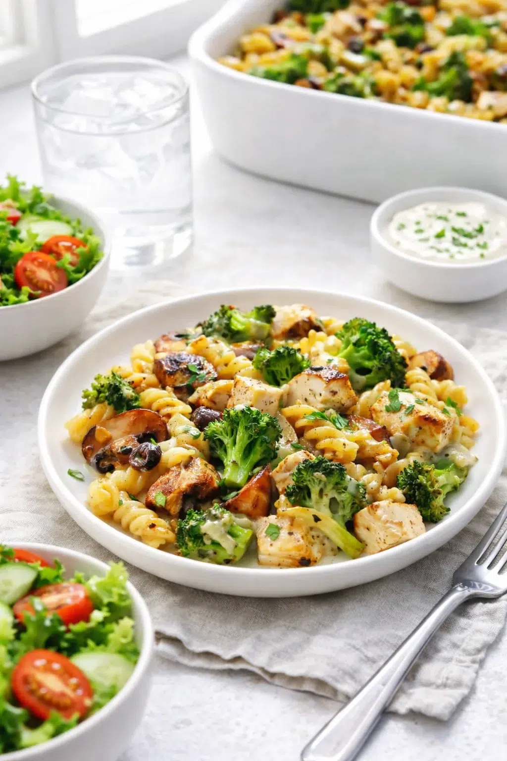 closing_final_dish-placeholder.png Alternative angle of Healthier Broccoli Chicken Casserole served with a pairing