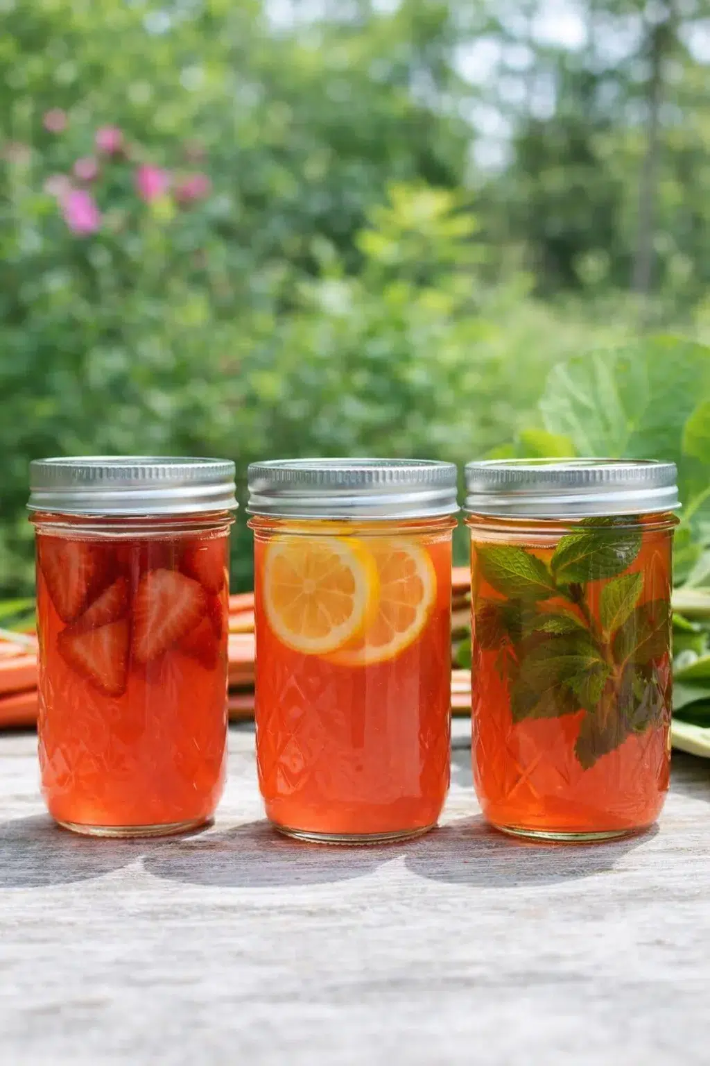 variations-placeholder.png Variation ideas for Rhubarb Juice Concentrate (with Canning Instructions) shown in a styled layout