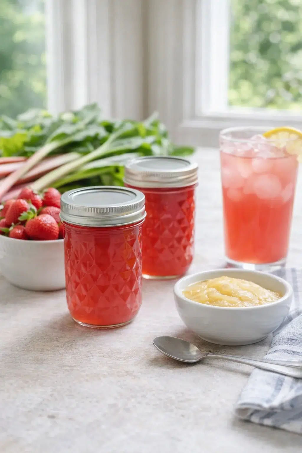 closing_final_dish-placeholder.png Alternative angle of Rhubarb Juice Concentrate (with Canning Instructions) served with a pairing
