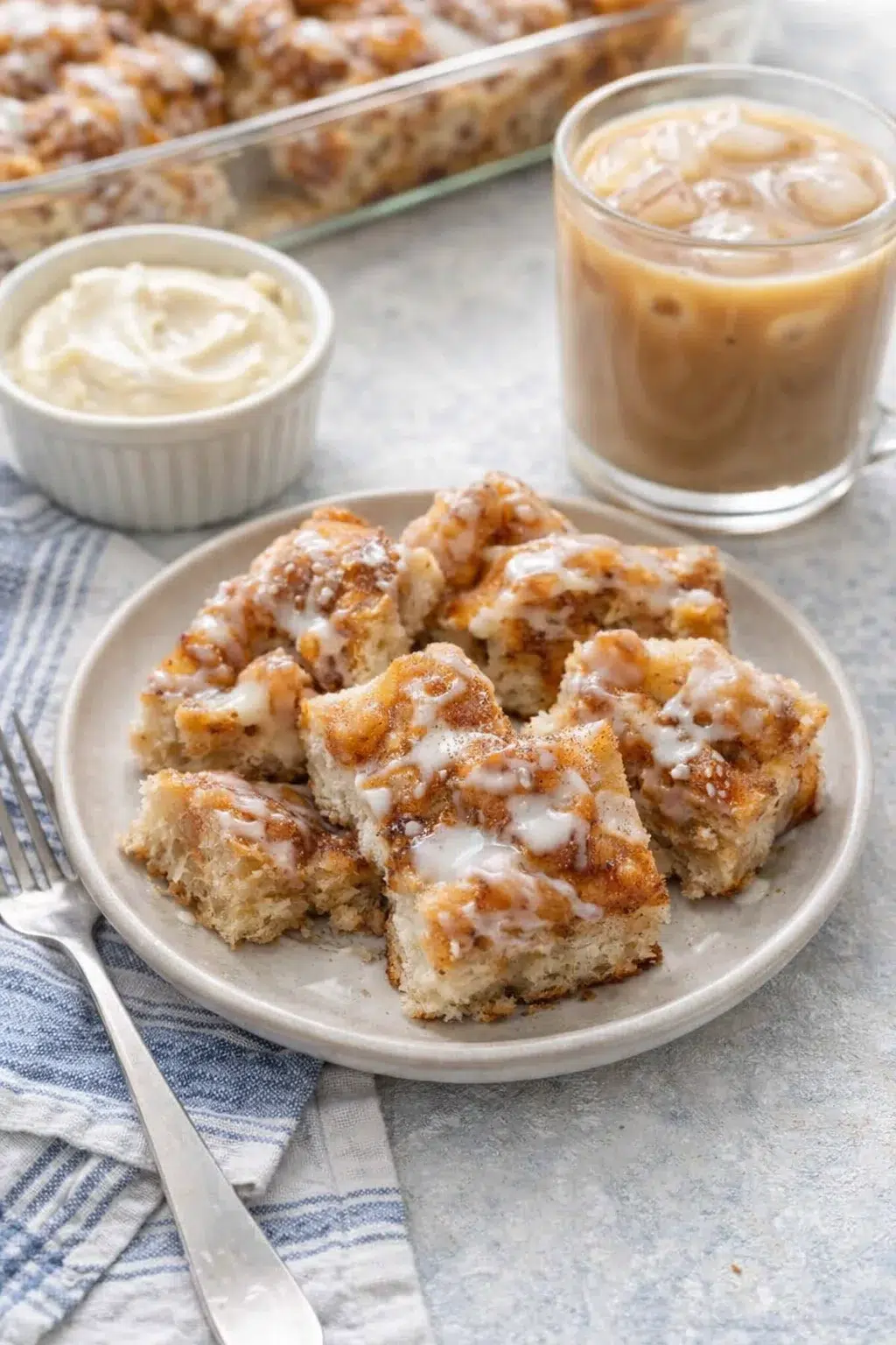 Alternative angle of Sourdough Cinnamon Roll Focaccia served with a pairing