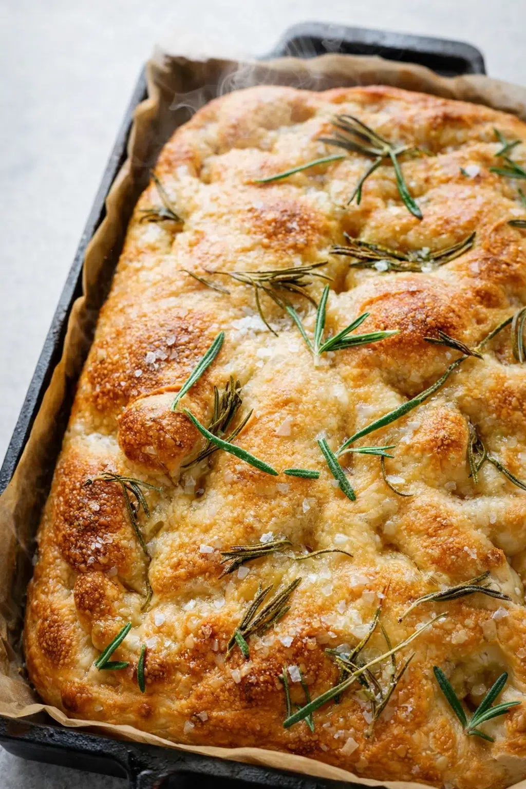 Final plated Soft & Crispy Sourdough Focaccia Bread (Beginner Friendly) - Munchkin Time served as a hero shot