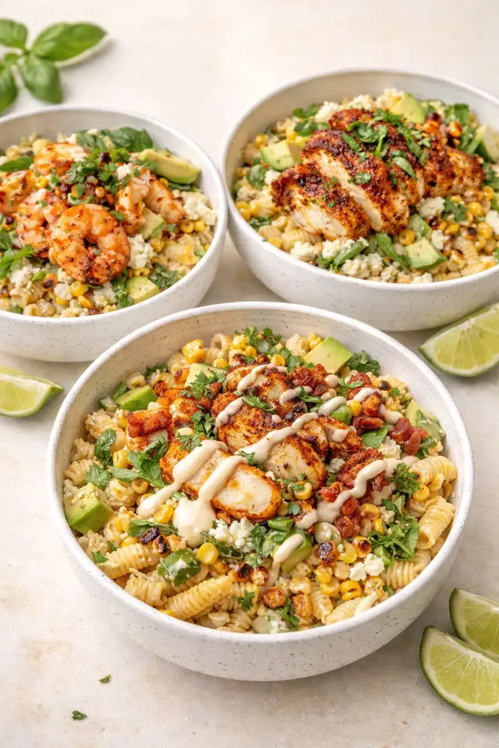 Variation ideas for Creamy Street Corn Pasta Salad shown in a styled layout
