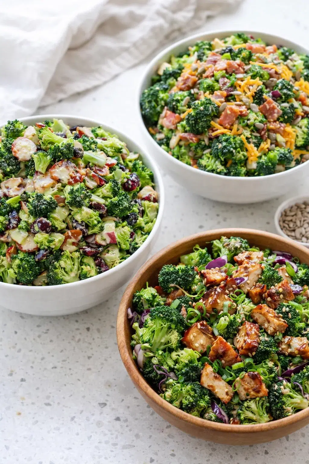 Variation ideas for Broccoli Salad shown in a styled layout
