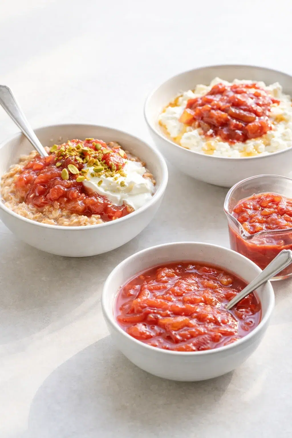 variations-placeholder.png Variation ideas for Simplest Stovetop Rhubarb Compote shown in a styled layout