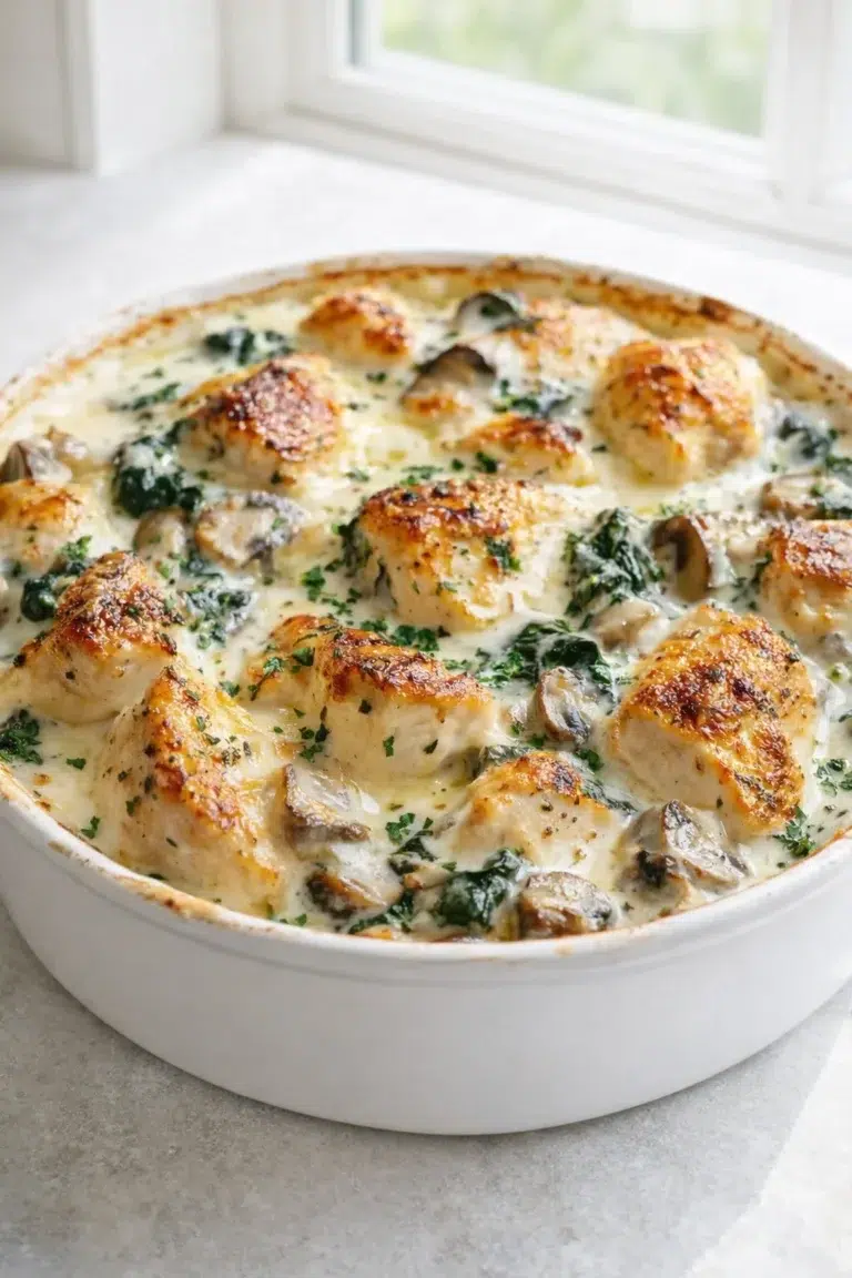 chicken spinach mushroom low carb bake