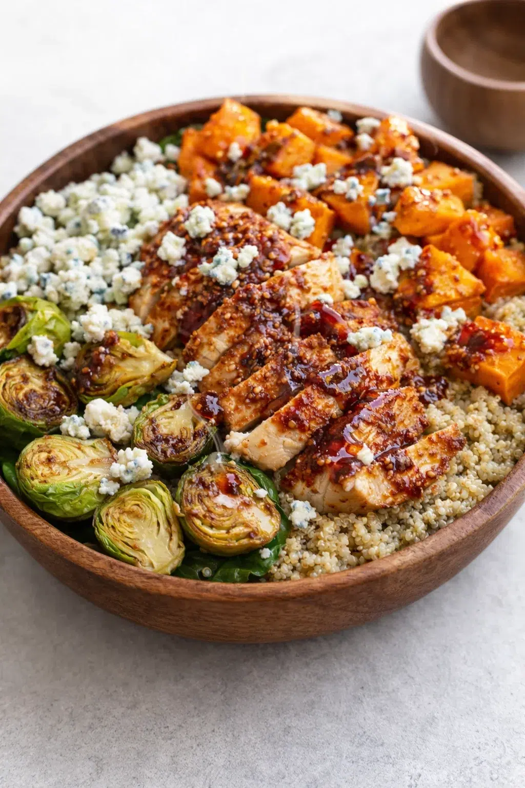 intro_final_dish-placeholder.png Final plated Hot Honey Chicken Quinoa Bowl : Bold, Balanced, and Totally Addictive served as a hero shot