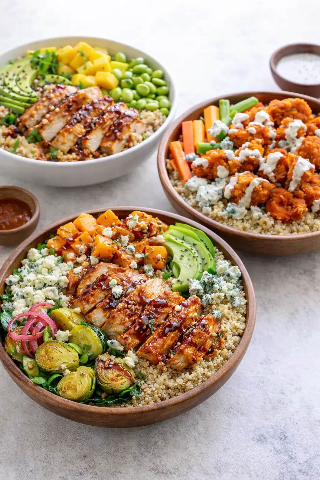 variations-placeholder.png Variation ideas for Hot Honey Chicken Quinoa Bowl : Bold, Balanced, and Totally Addictive shown in a styled layout