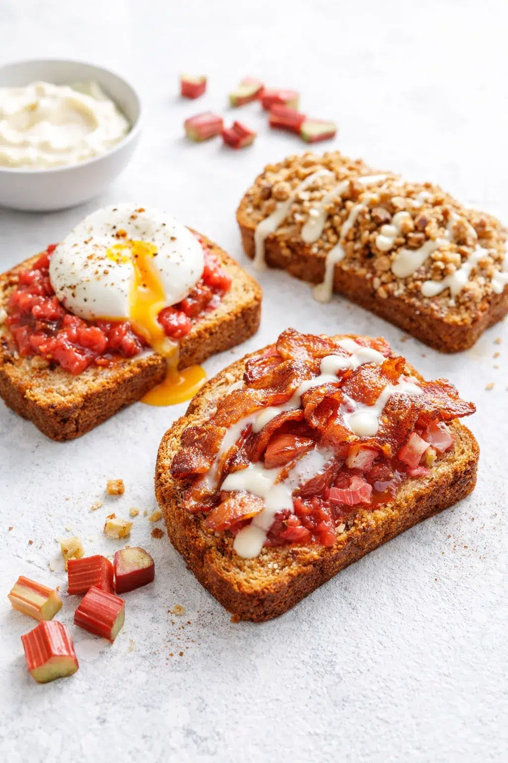 variations-placeholder.png Variation ideas for Cinnamon Rhubarb Bread shown in a styled layout