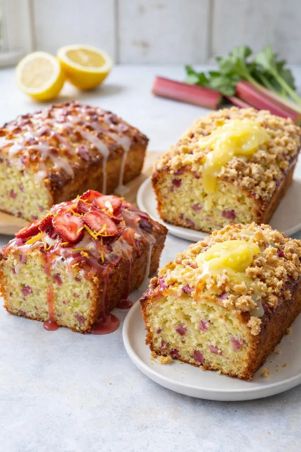 variations-placeholder.png Variation ideas for Lemon Rhubarb Loaf shown in a styled layout