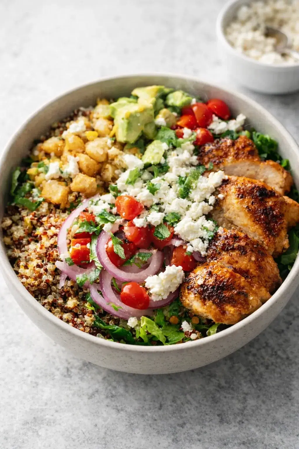 intro_final_dish-placeholder.png Final plated ULTIMATE CHICKEN QUINOA POWER BOWL served as a hero shot