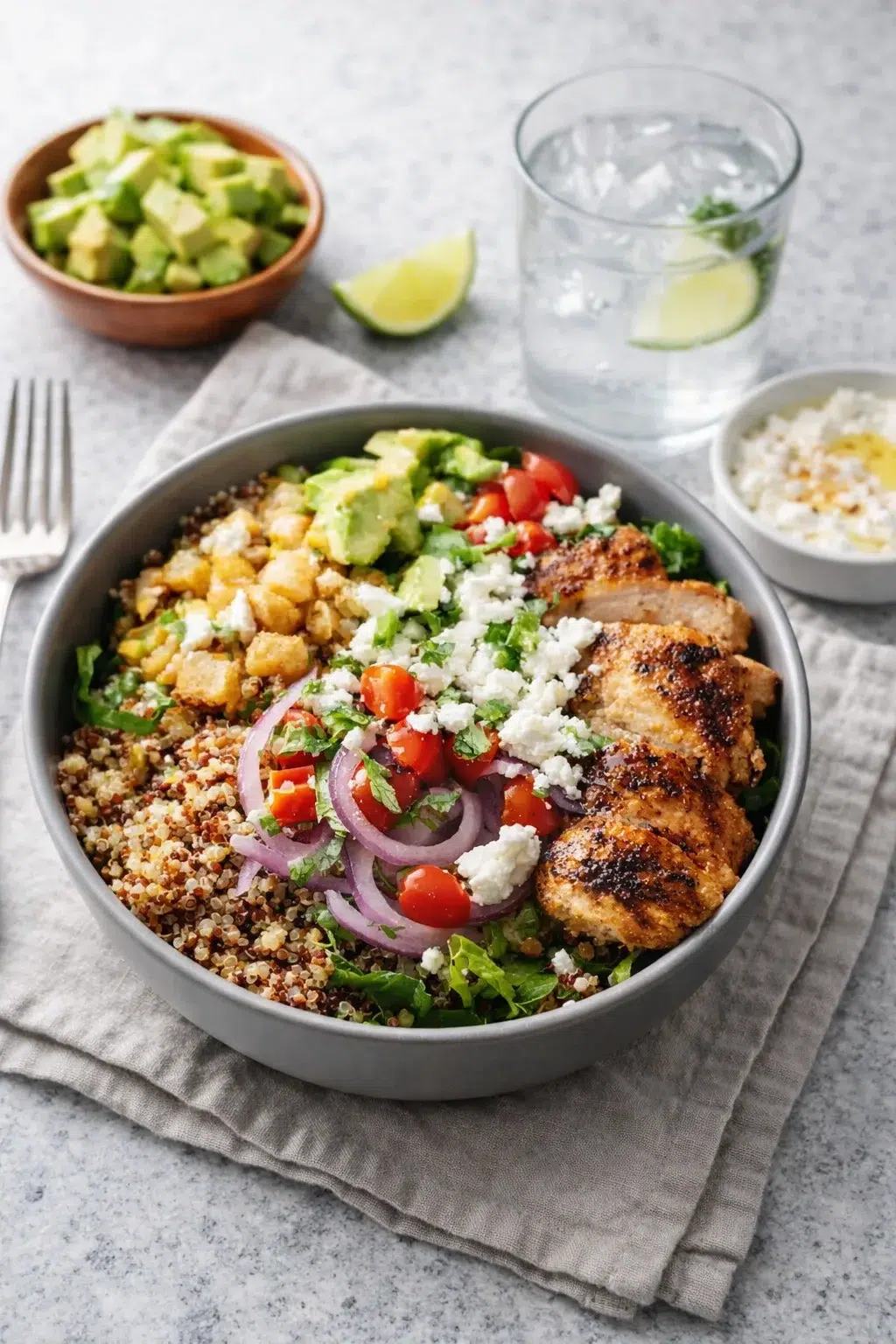 closing_final_dish-placeholder.png Alternative angle of ULTIMATE CHICKEN QUINOA POWER BOWL served with a pairing