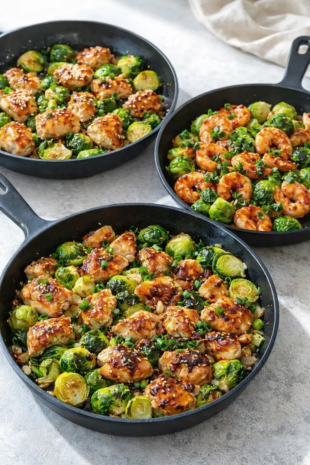 variations-placeholder.png Variation ideas for Honey-Garlic Chicken & Brussels Sprouts Skillet - Warmfeast shown in a styled layout