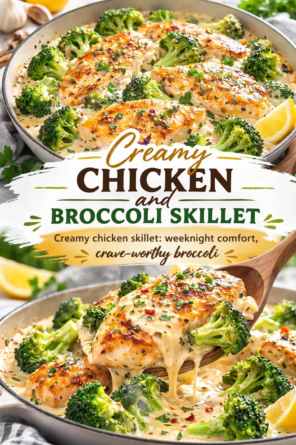 pre_faq_pinterest-placeholder.png Pinterest-style image for Creamy Chicken and Broccoli Skillet with centered text overlay