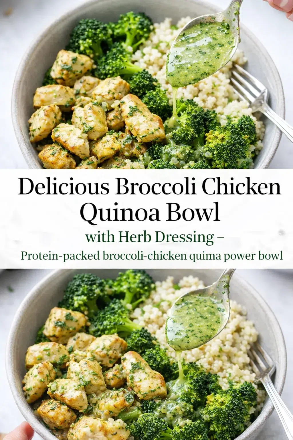 pre_faq_pinterest-placeholder.png Pinterest-style image for Delicious Broccoli Chicken Quinoa Bowl with Herb Dressing with centered text overlay