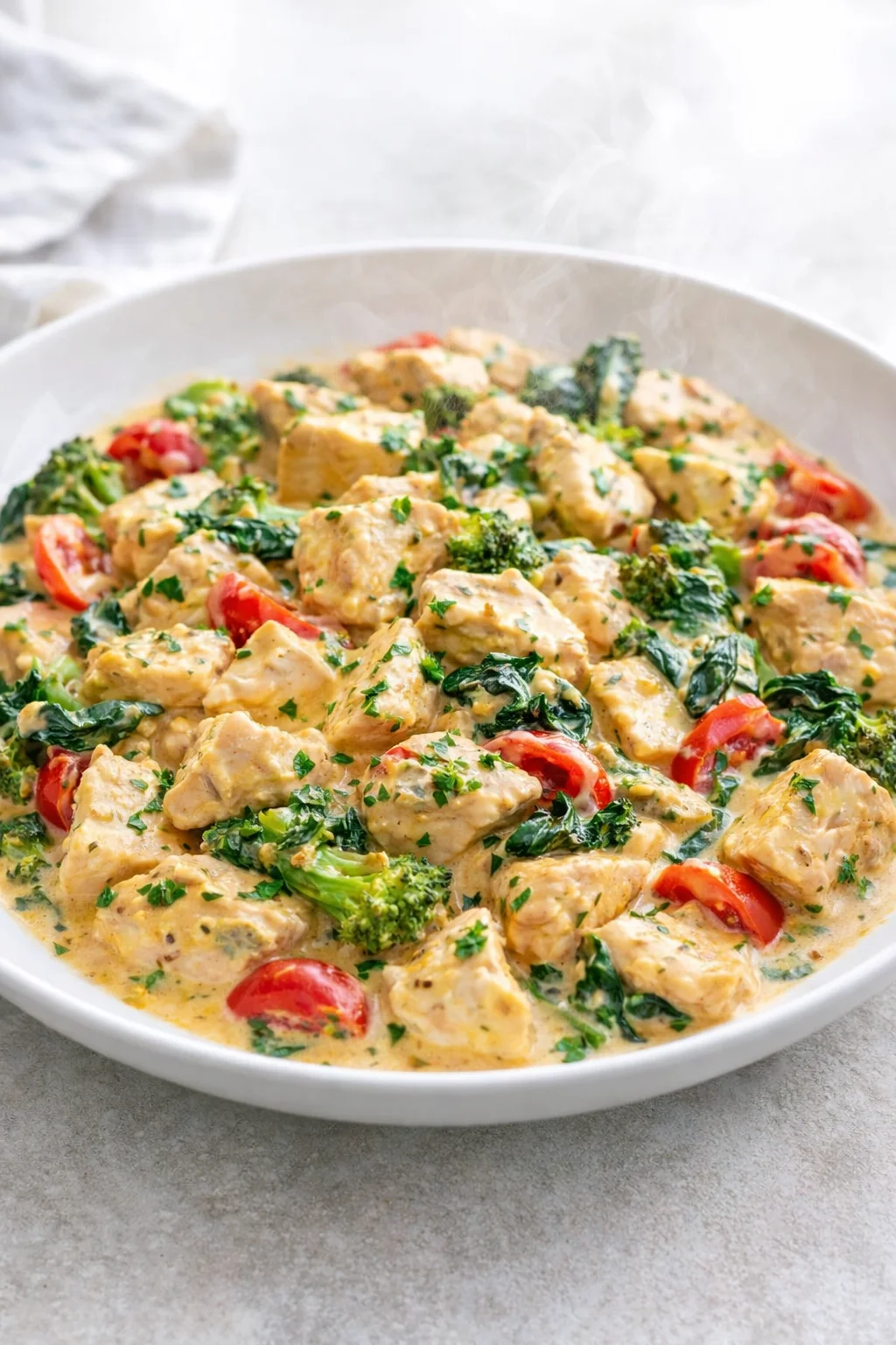 intro_final_dish-placeholder.png Final plated Garlic Chicken with Broccoli and Spinach (20 Minute Recipe) served as a hero shot