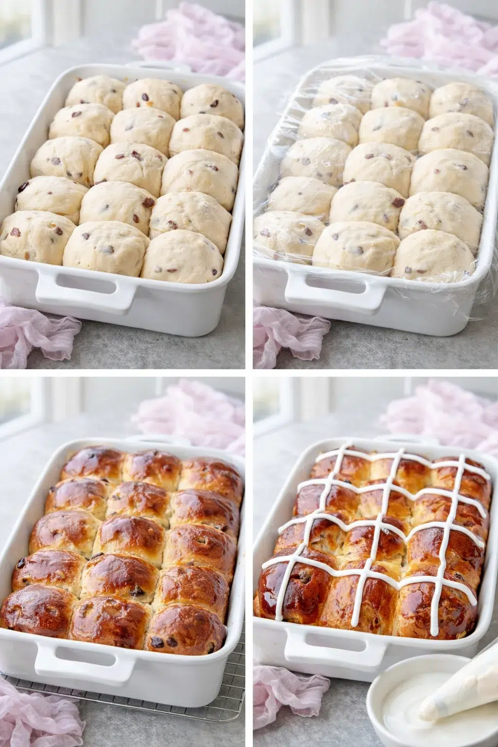 step-process-placeholder-9-12.png Shaped buns arranged close together in a 9×12 pan, doubled and puffed, ready to bake.