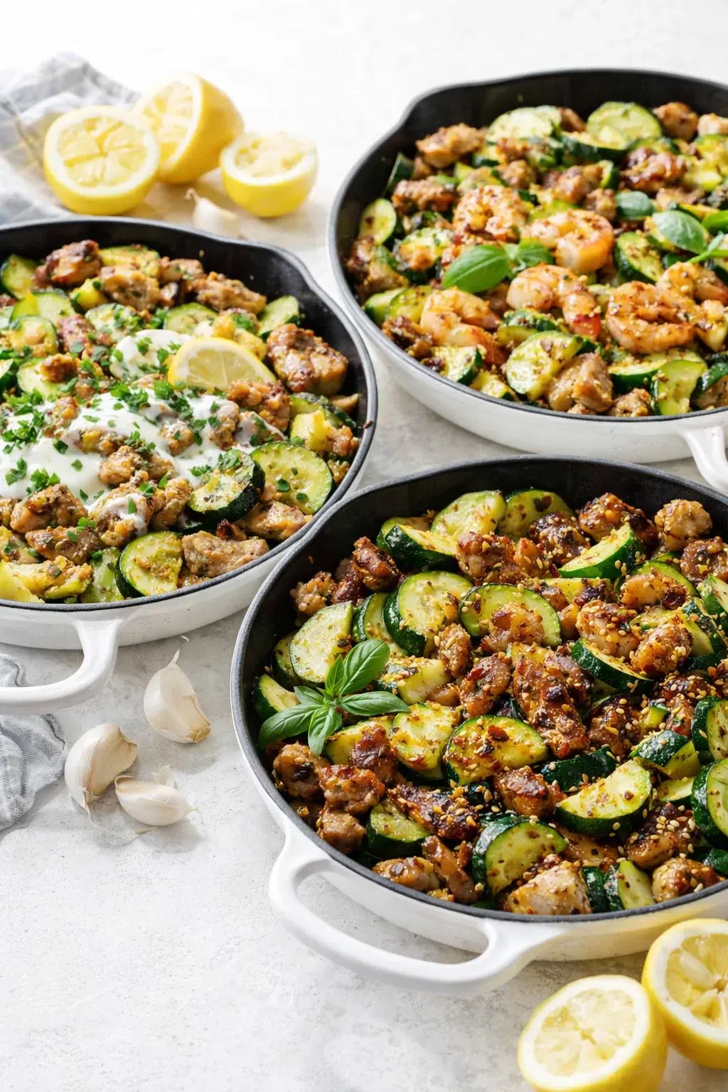 variations-placeholder.png Variation ideas for Lemon Garlic Chicken Zucchini Skillet shown in a styled layout