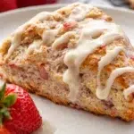 Tight detail shot of Sourdough Strawberry Scones - Foragers of Happiness highlighting texture