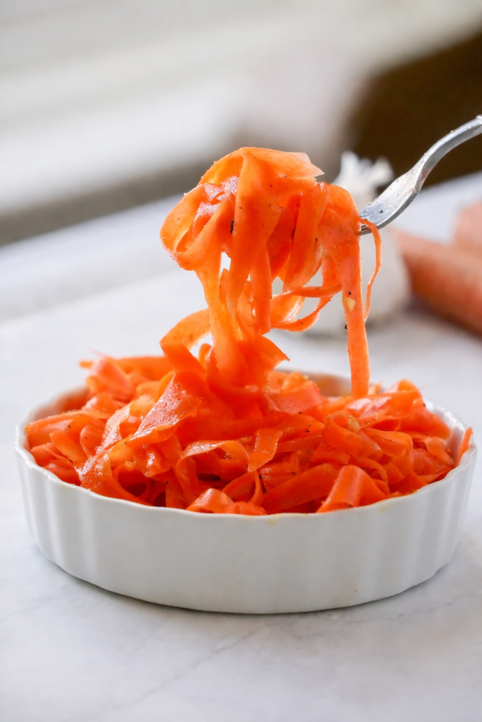 Lacto Fermented Carrot Salad Recipe - fermented shaved carrots.