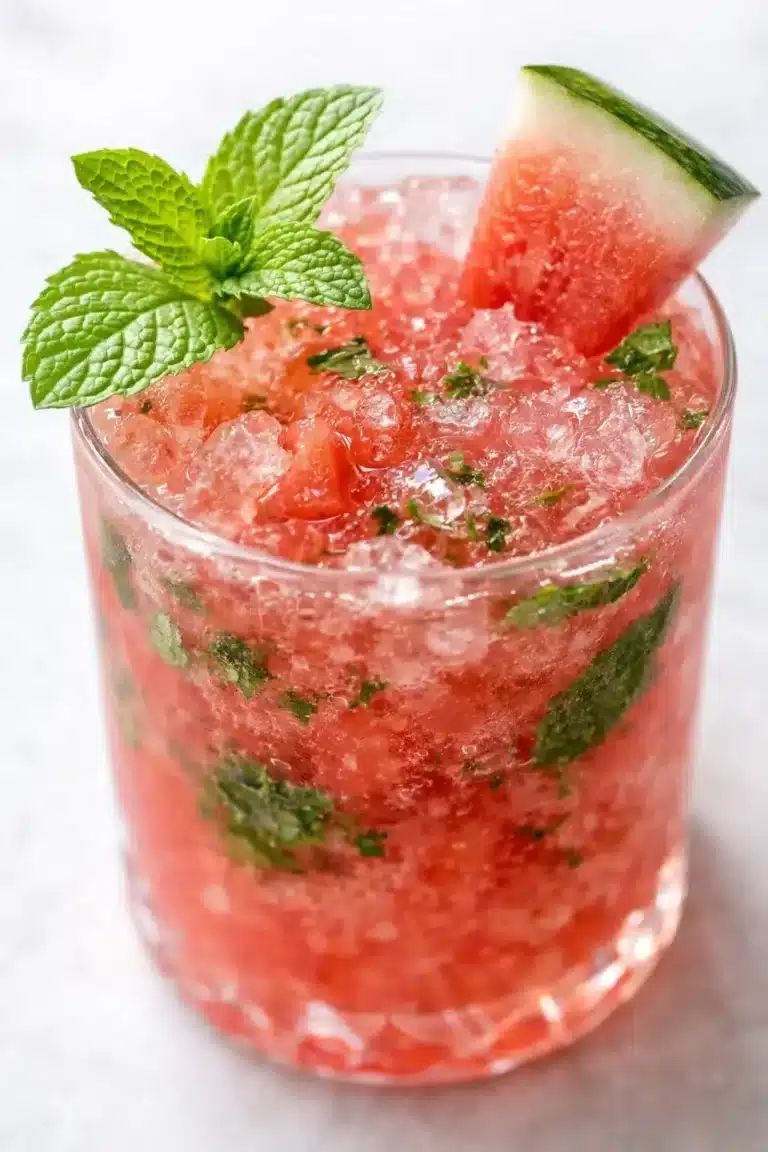 Final plated Watermelon Mint Mojito Mocktail served as a hero shot