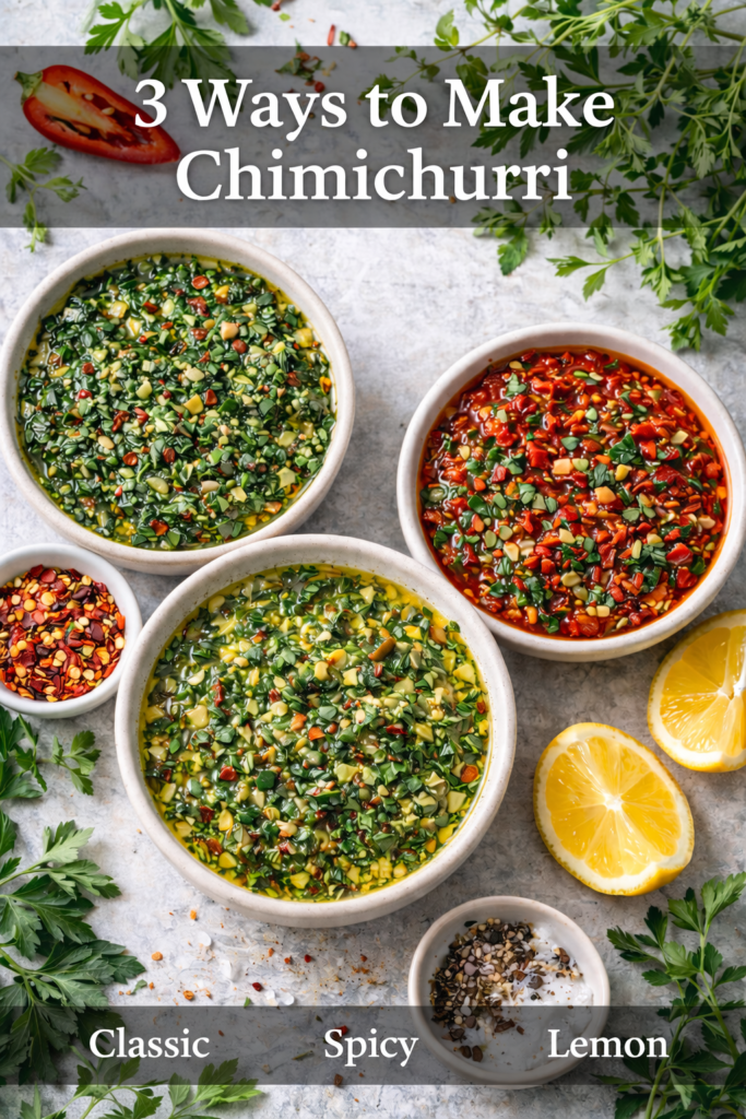 Three ways to make chimichurri classic spicy and lemon versions