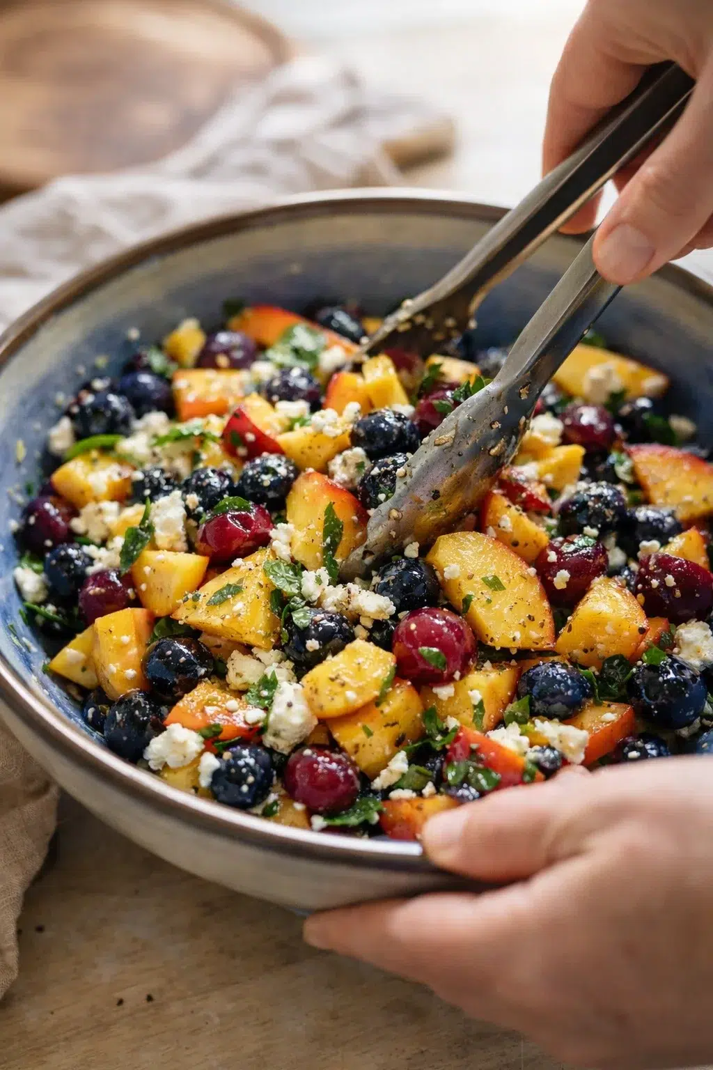 blueberry peach feta salad