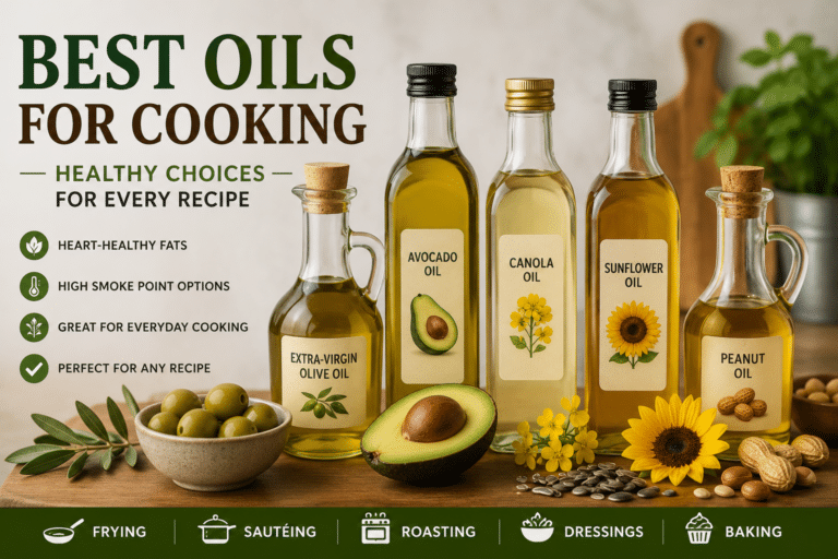 Best oils for cooking including olive oil avocado oil sunflower oil and peanut oil